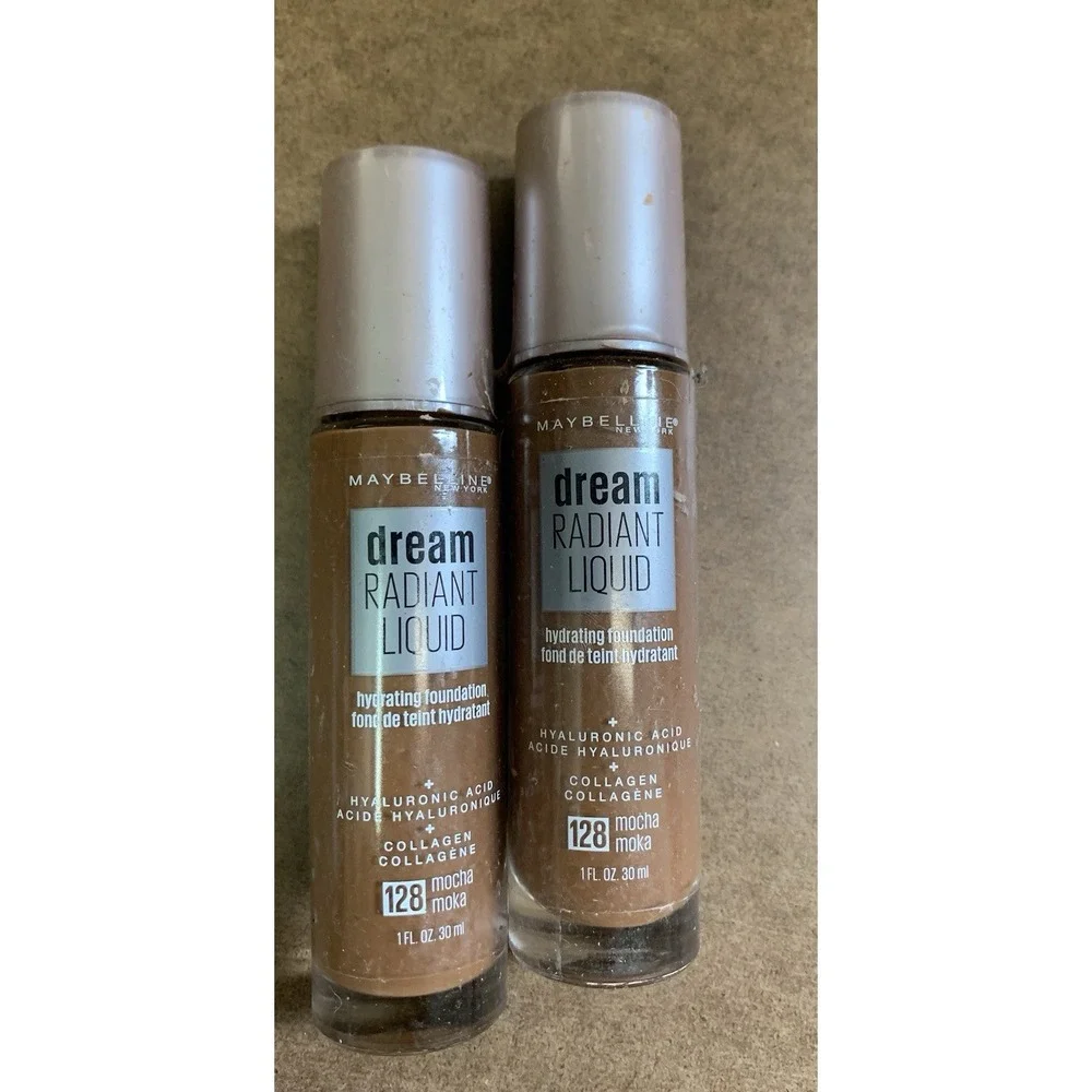 maybelline dream radiant liquid 128 Mocha Foundation‎ Lot Of 2